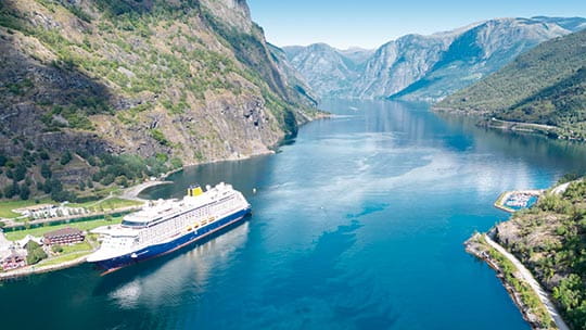 Spirit of Discovery docked in Flam, Norway